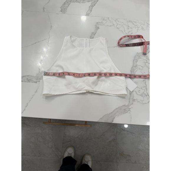 Milumia Tank Top Womens Small White High Neck Cropped Zip Back Stretch - Picture 11 of 14